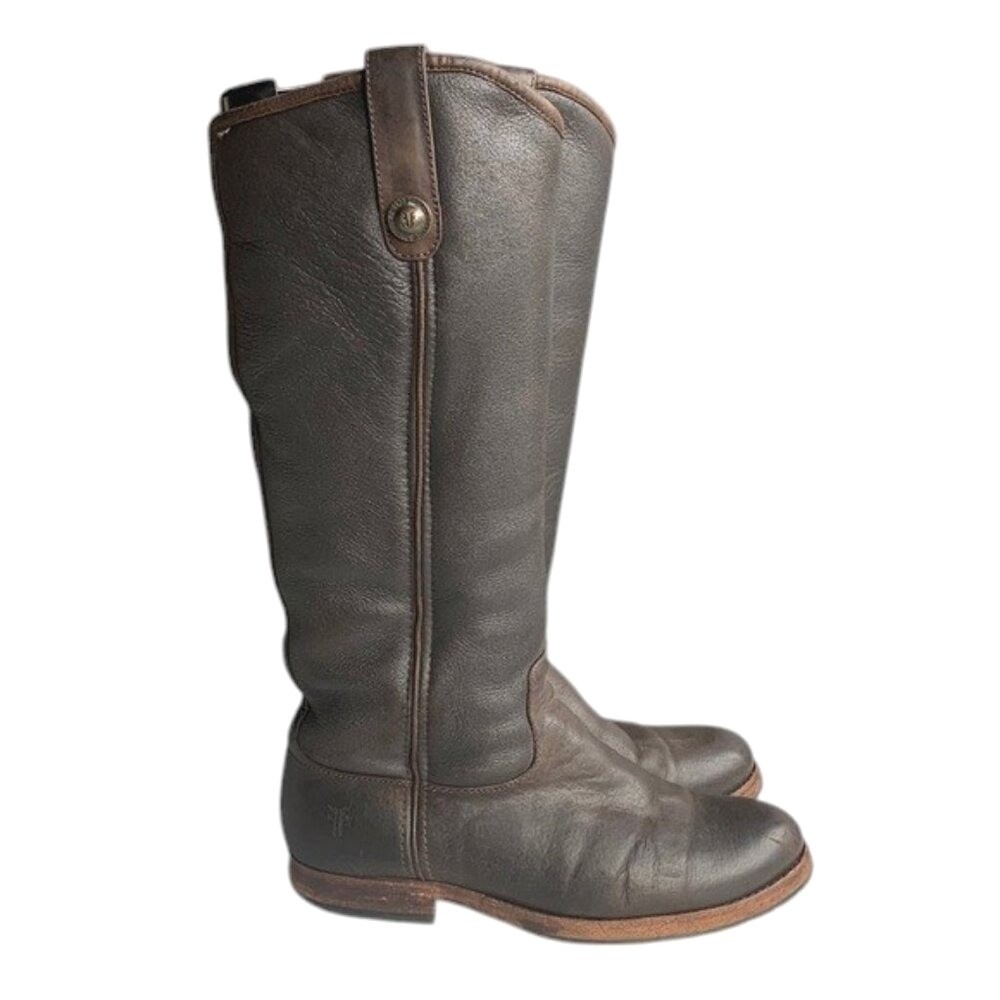 Frye Paige Tall Riding Boots Womens 6B Brown Leather Pull On Knee High Western